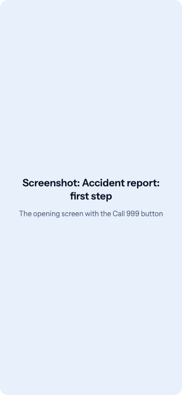 The first screen of the accident report